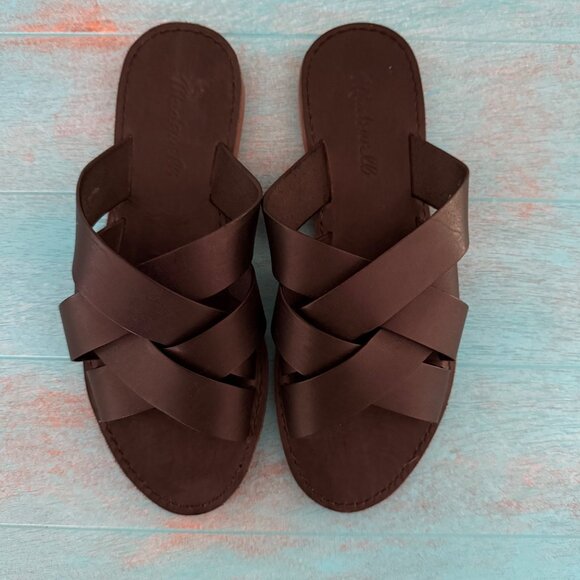 Madewell The Boardwalk Black Leather Slide Sandal Slip-On Size 6.5 - Picture 8 of 10